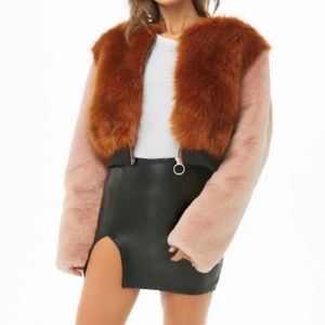 Forever21 Shaci Faux Fur Colorblock Jacket